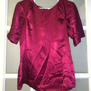 100% silk wine colored blouse